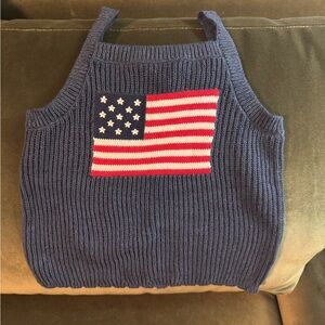 Blue Knit Sweater with American Flag Design